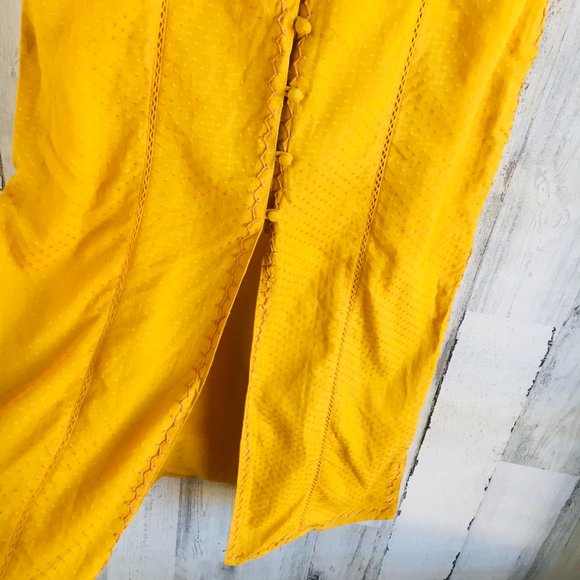 Tularosa Birdie Midi Dress Ginger Bow Straps Side Slits Mustard - Picture 5 of 14